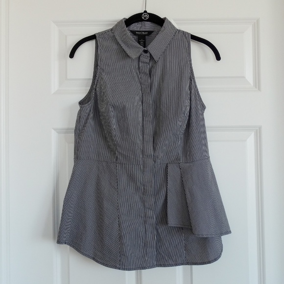 NWOT White House Striped Sleeveless Collar Top - Picture 5 of 8